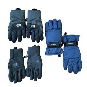 NORTHFACE  1 Youth Medium & 1 Youth Large Gloves & 1 Pair Columbia Youth Medium